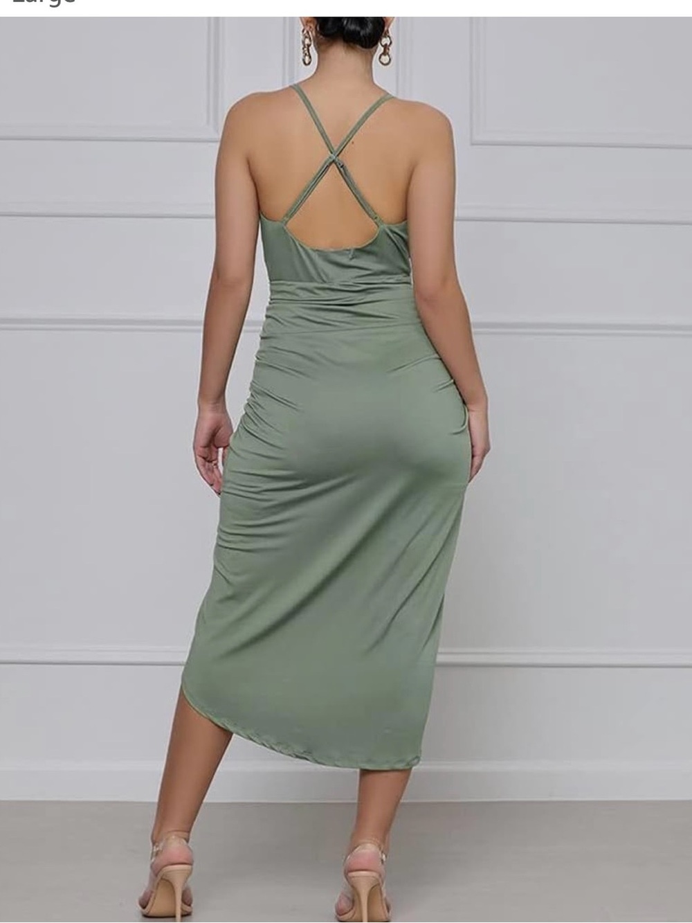 Mint Green Ruched Wrap Maxi Dress - Picture 13 of 14